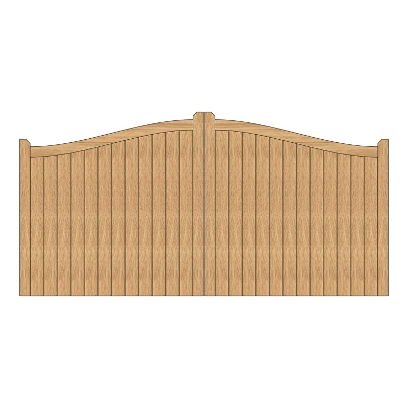 Pair of Oak Swan Neck Closeboard Driveway Gates